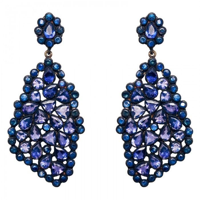 Midnight Sapphire & Tourmalines Drop Earrings | Carolyn Roberts Private ...